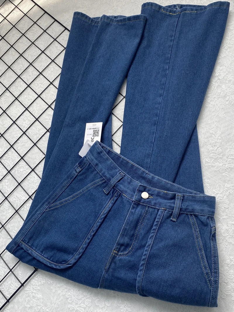 Neue Doppelt asche tiefblaue Jeans mit weitem Bein für Frauen Frühling Herbst hohe Taille lose gerade Hose trend ige weibliche Kleidung