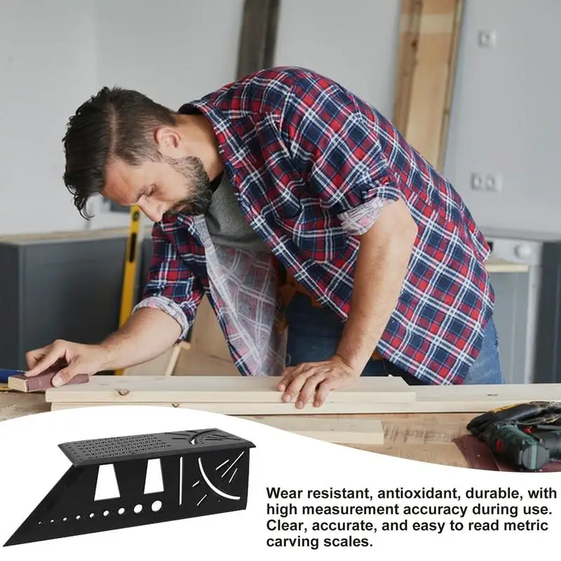 plastic 3d Miter Angle Measuring Tool Accurate Angle Ruler Carpenter Line Square Measuring Ruler 45/90 Degree Line Ruler Gauge