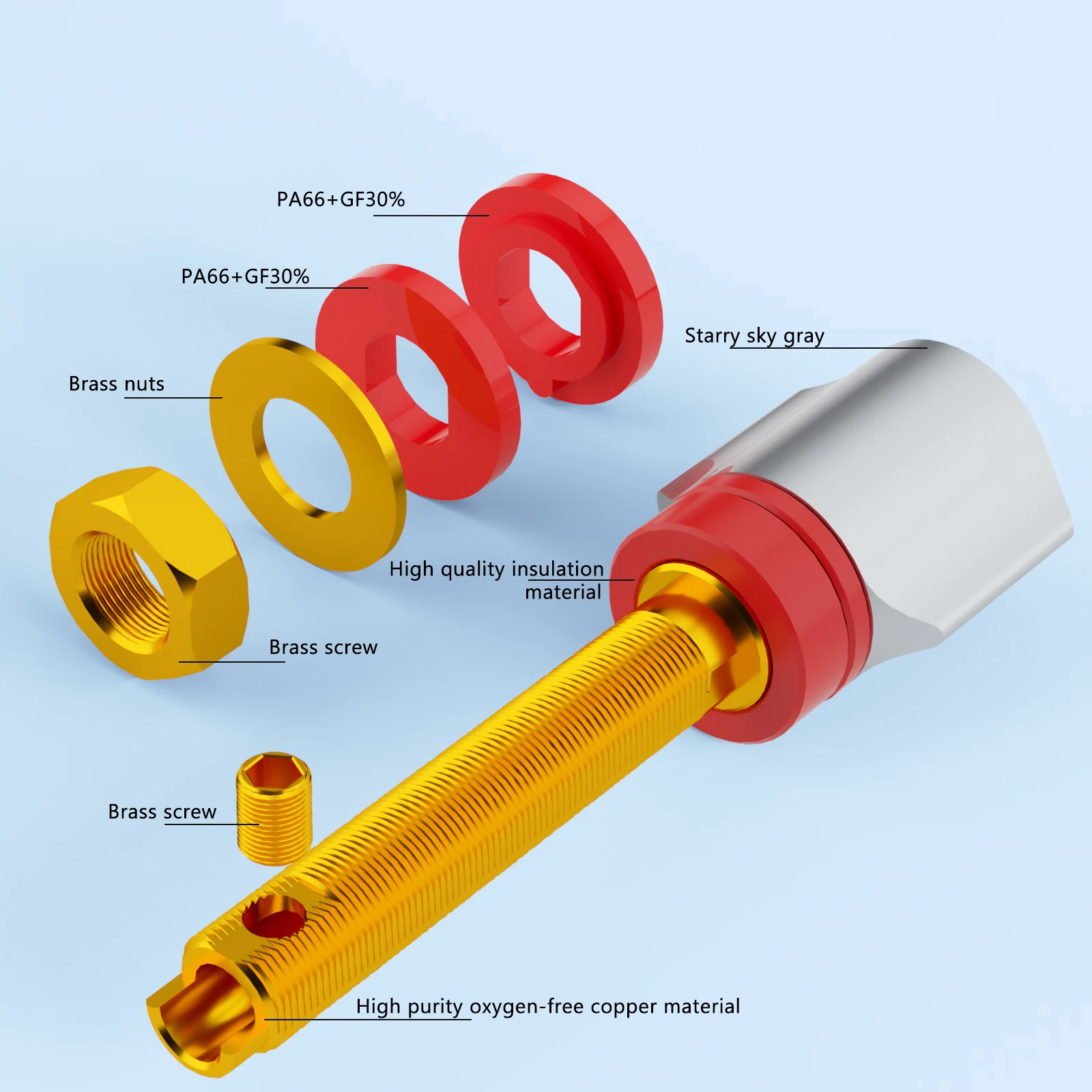 Monosaudio BP652G/R Oxygen-free copper Gold/Rhodium Plated Binding Posts for audio Amplifter Termainl Plug