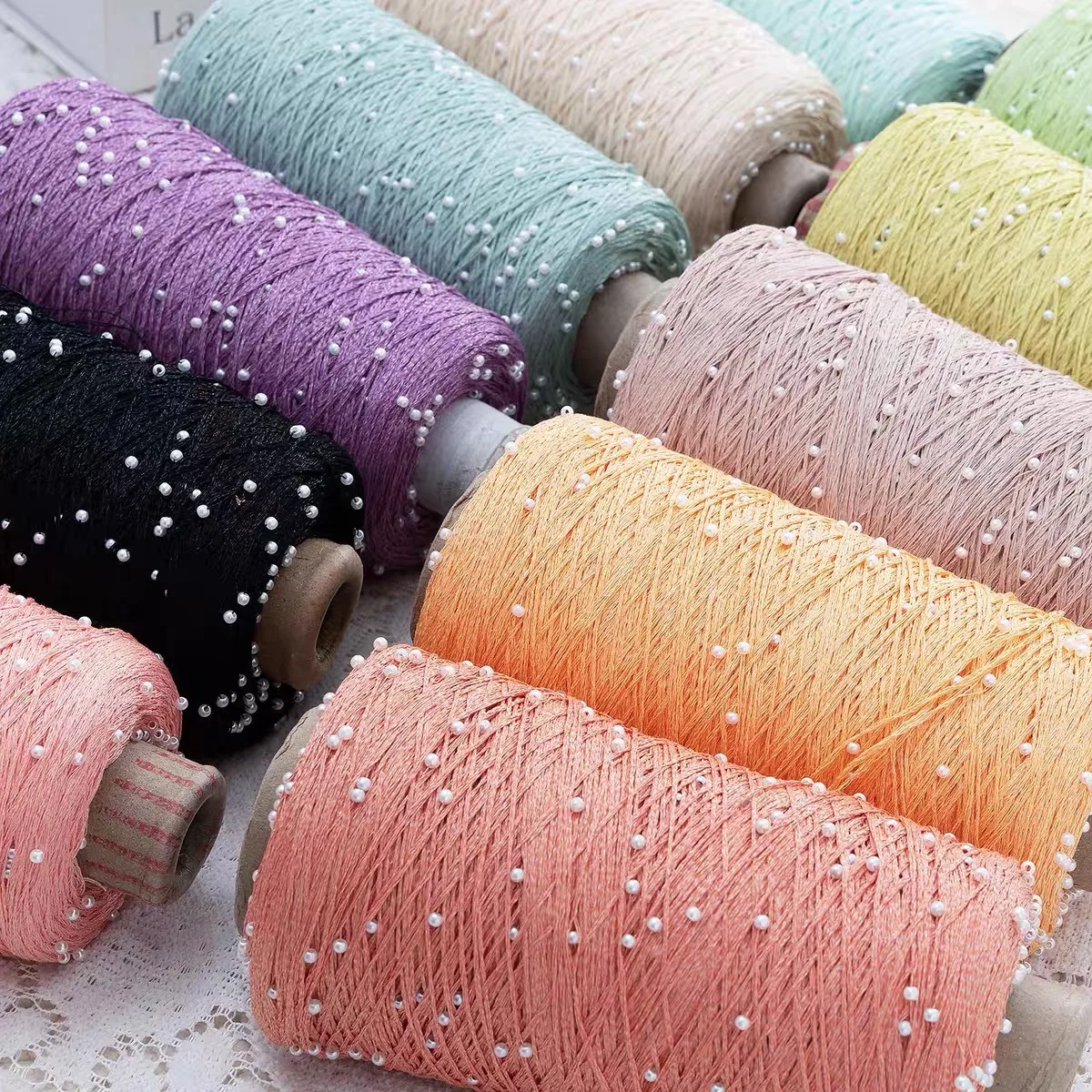 350 g Sommer-Mercerisiertes Baumwollgarn, Perlenperlengarn, DIY handgewebte Lappenpuppe, Strickwolldecke, handgewebter feiner Wollfaden