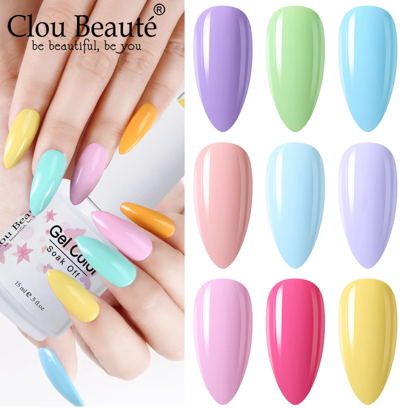 

Clou Beaute Spring Summer Colors Nail Art Gel Polish Vernis Semi Permanent UV Nail Glue Varnish 15ml Base Top Coat Nails Gel