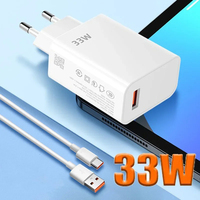 33W USB Charger Quick Charge 3.0 Fast Charging Mobile Power Adapter For Xiaomi Huawei Samsung Phone Charger with 6A Cable Charge