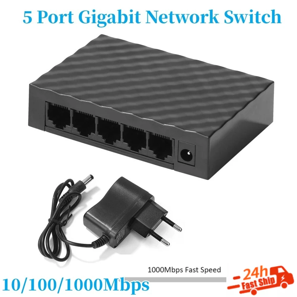 2025 5 Port 1000Mbps Gigabit Network Switch Ethernet Smart Switcher High Performance RJ45 Hub Internet Splitter Plug and Play
