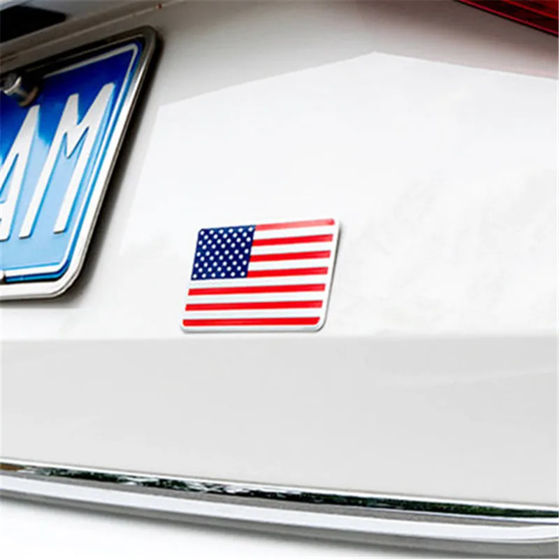 Universal 3D Aluminum USA Russia France Germany Italy UK Spain Flag Square Car Sticker Car Modeling Accessories