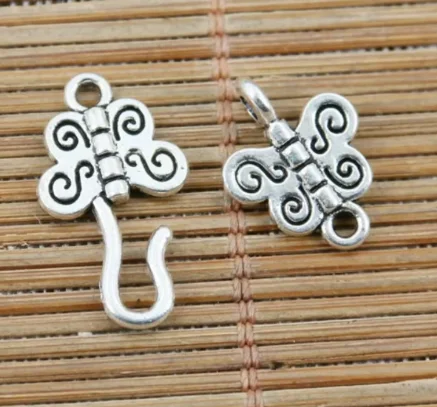 15sets hole 2mm Alloy charms accessories tibetan silver 2sided butterfly hook Link toggle clasps HWEF2267 fpr jewelry making