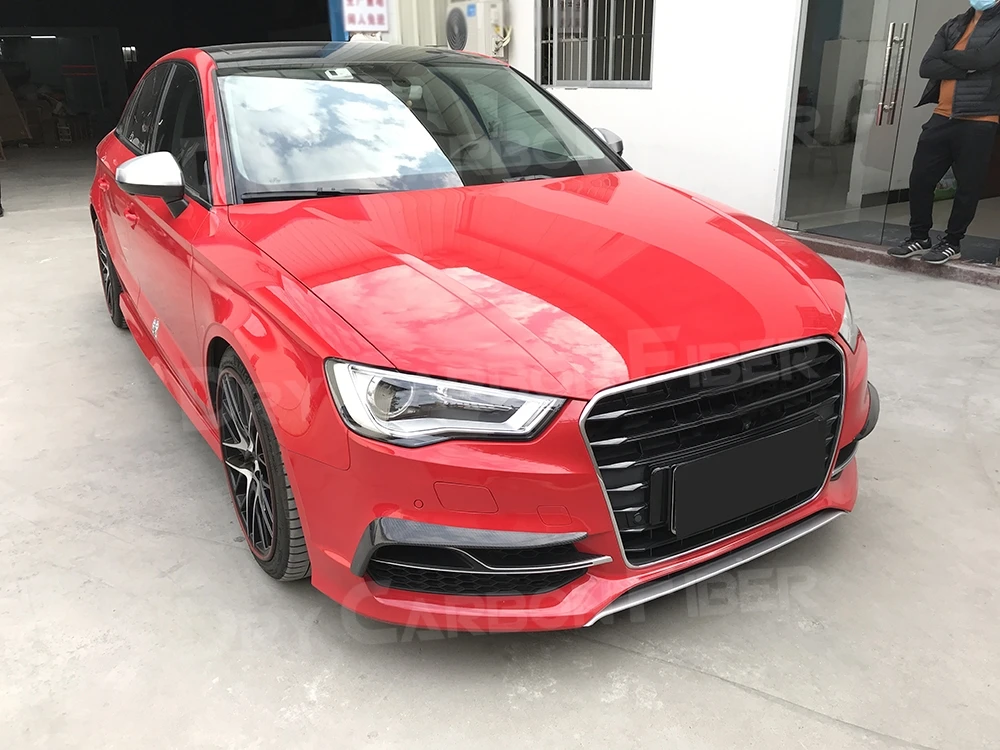 

JCYECF 2 PCS Carbon Fiber Front Fog Lamp Eyelids Strip Frame for Audi A3 S3 Sedan Hatchback 2013 - 2019 Bumper Trim Covers