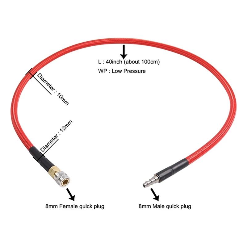 Airsoft HPA SLP FLEX Air Hose Remote Line Airsoft Air Hose Remote Line With (US)Foster QD 40 Inch Low Pressure MAX 300 PSI Red