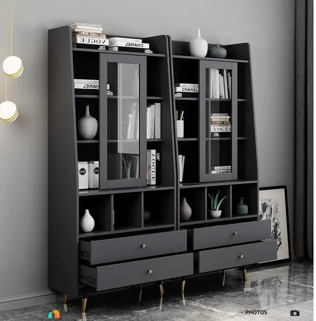 Italian light luxury floor bookcase small household lockers with doors simple multifunctional living room storage cabinet