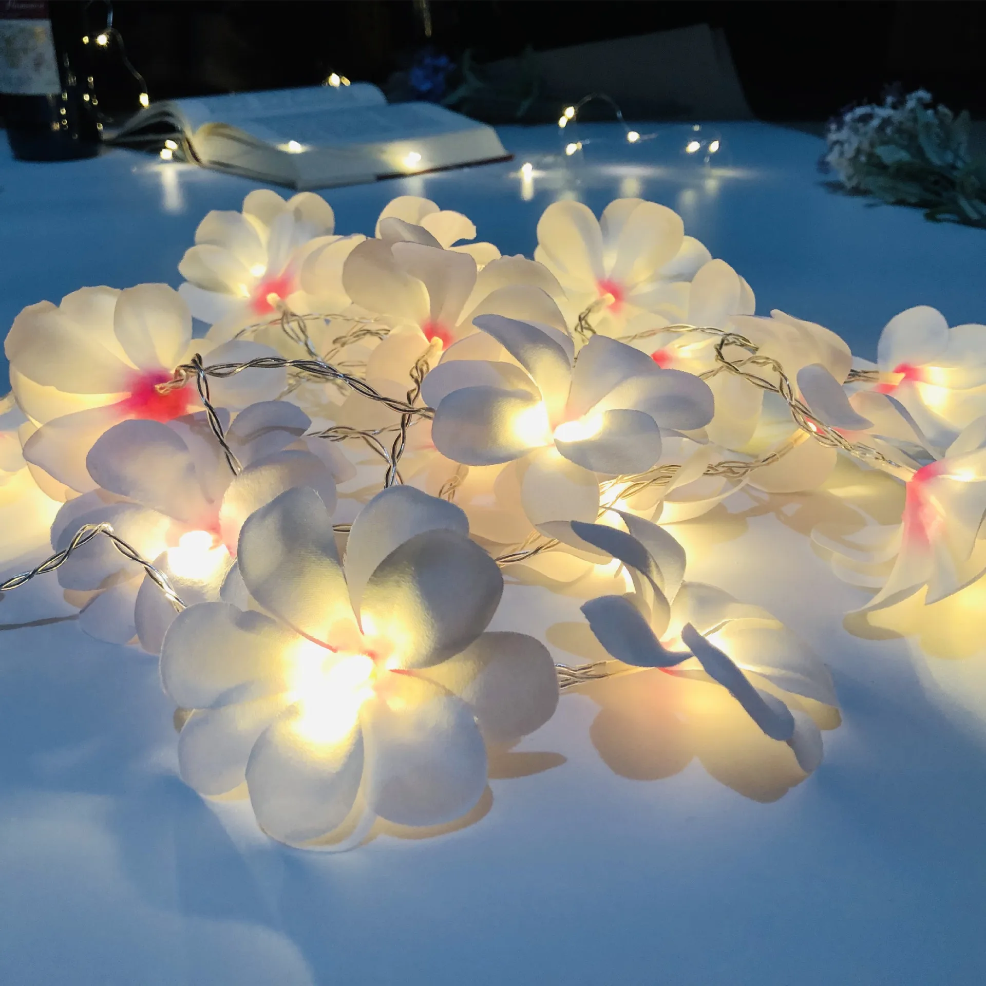 

10/20LED String Light Foam Artificial Plumeria Flower Battery USB Powered Fairy Starry Lights for Wedding Beach Party Egg Flower