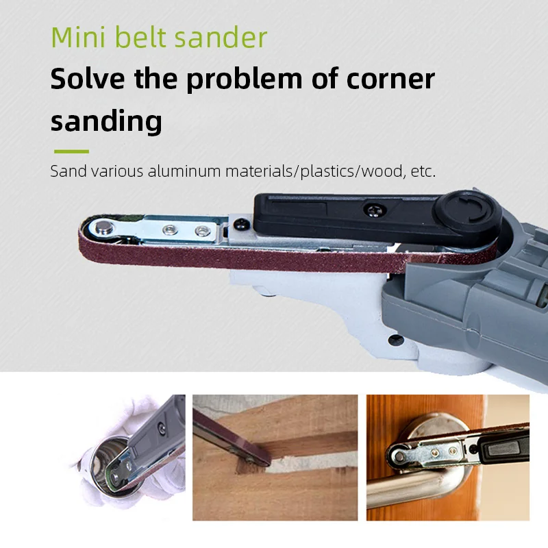 Mini ponceuse à bande, broyeur de polissage, bricolage, travail du bois, petit outil de ponçage électrique pour garde-corps, élimination de la rouille, porte de meulage de tuyaux