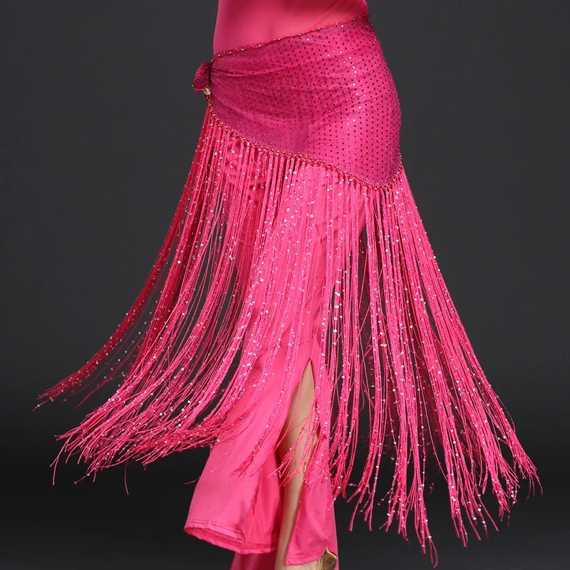 Bufanda triangular para mujer, pañuelo para la cadera, con lentejuelas, borla Tribal, para danza del vientre, cinturón, falda con flecos, 10 colores