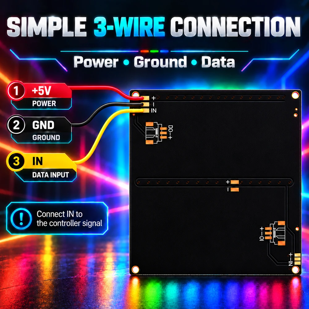 WS2812 LED-Matrix-Panel-Modul 16x16 256 Pixel Vollfarbig Wechselnde Adressierbare RGB-Lichtplatte DC4.5-5.4V für DIY-Dekor-Bildschirm – Detail 4