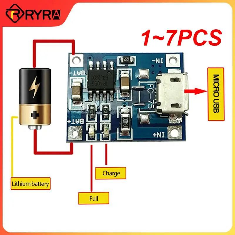 1~7PCS Type-c/Micro/Mini USB 5V 1A 18650 TP4056 Lithium Battery Charger Module Charging Board With Protection Dual Functions 1A