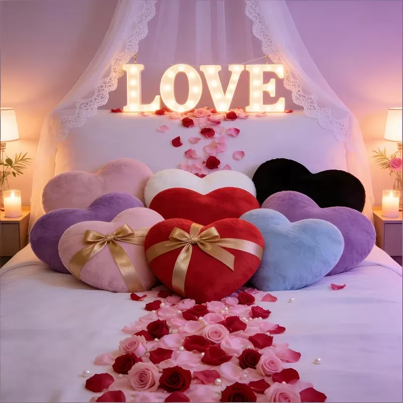 Valentine‘s Day Gift Heart Pillow Cute Fuzzy Throw Pillow for Home Decor Photo Shoot Prop Romantic Decorations Cushion - view 5