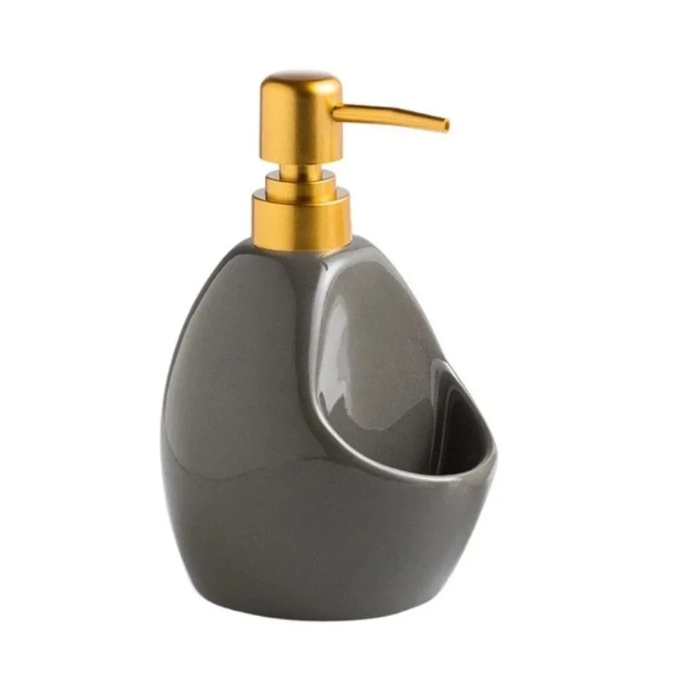 Press Pump Ceramic Lotion Bottle 480ml Capacity With Sponge Holder Bathroom Soap Dispenser Empty Reusable Bath Lotion Pump Jar