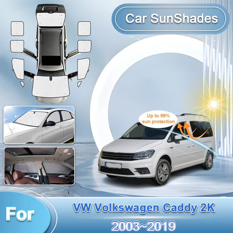 

For VW Volkswagen Caddy 2K Accessories Maxi 2003~2019 Full Coverages Sunshades Retractable UV Protection Reflector Sun Car Shade