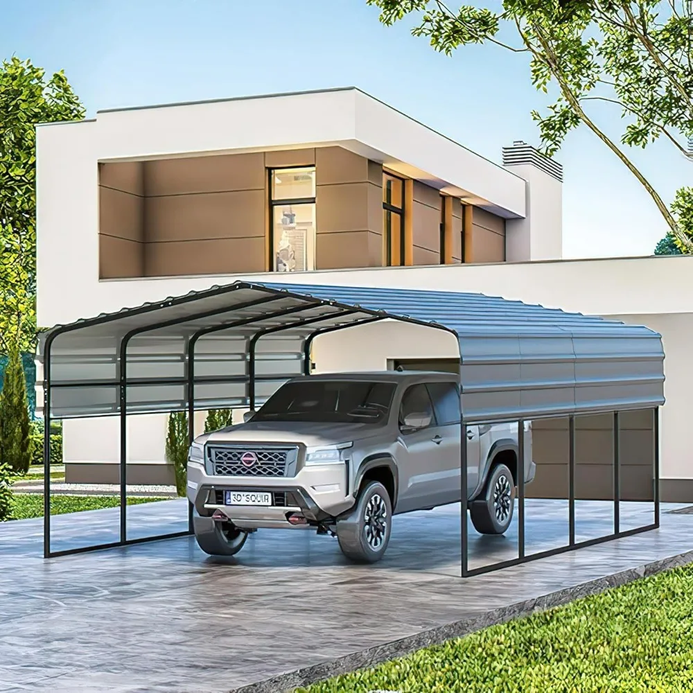 

10x15 FT Metal Carport with Galvanized Metal Roof, 10'x15'x8.4' Outdoor Heavy Duty Carport Canopy, Car Garage Shelter for Pickup