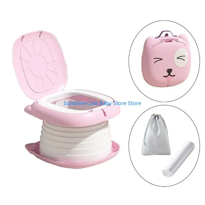C5AF Cartoon Kids Toilet Foldable & Easy to Carry Children Potty Chair Sealed Anti odor Children Portable Urinal ABS+PP