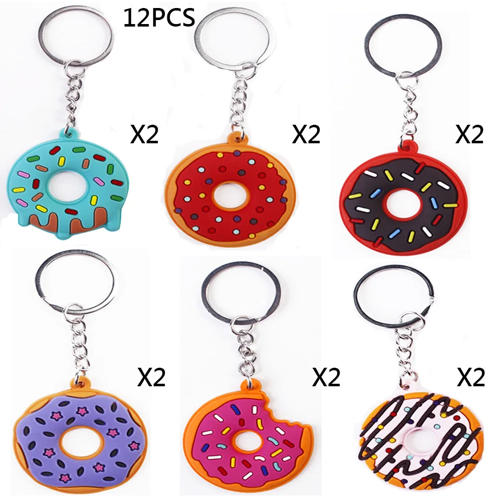 12 Stück Donut Schlüssel bund Donut Zeit Party begünstigt Goodie Bag Souvenir niedlichen Stil süße Donut Kinder Geburtstags feier Lieferungen – Detail 2