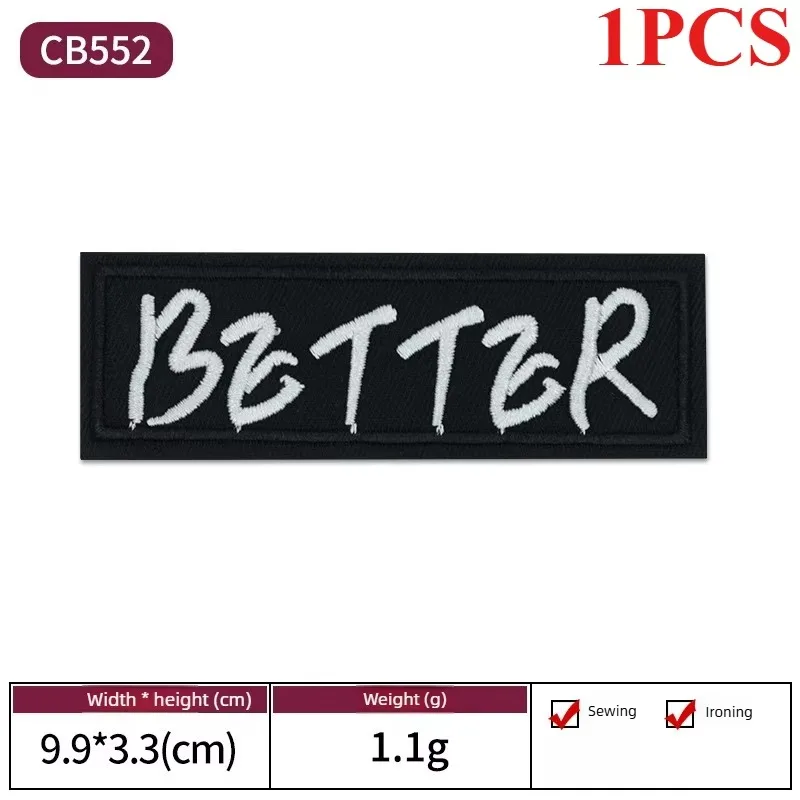 1Pcs Vintage Letter Embroidered Patch, Trendy Quote Text Iron on Applique for DIY Denim Jackets Jeans Caps Bags