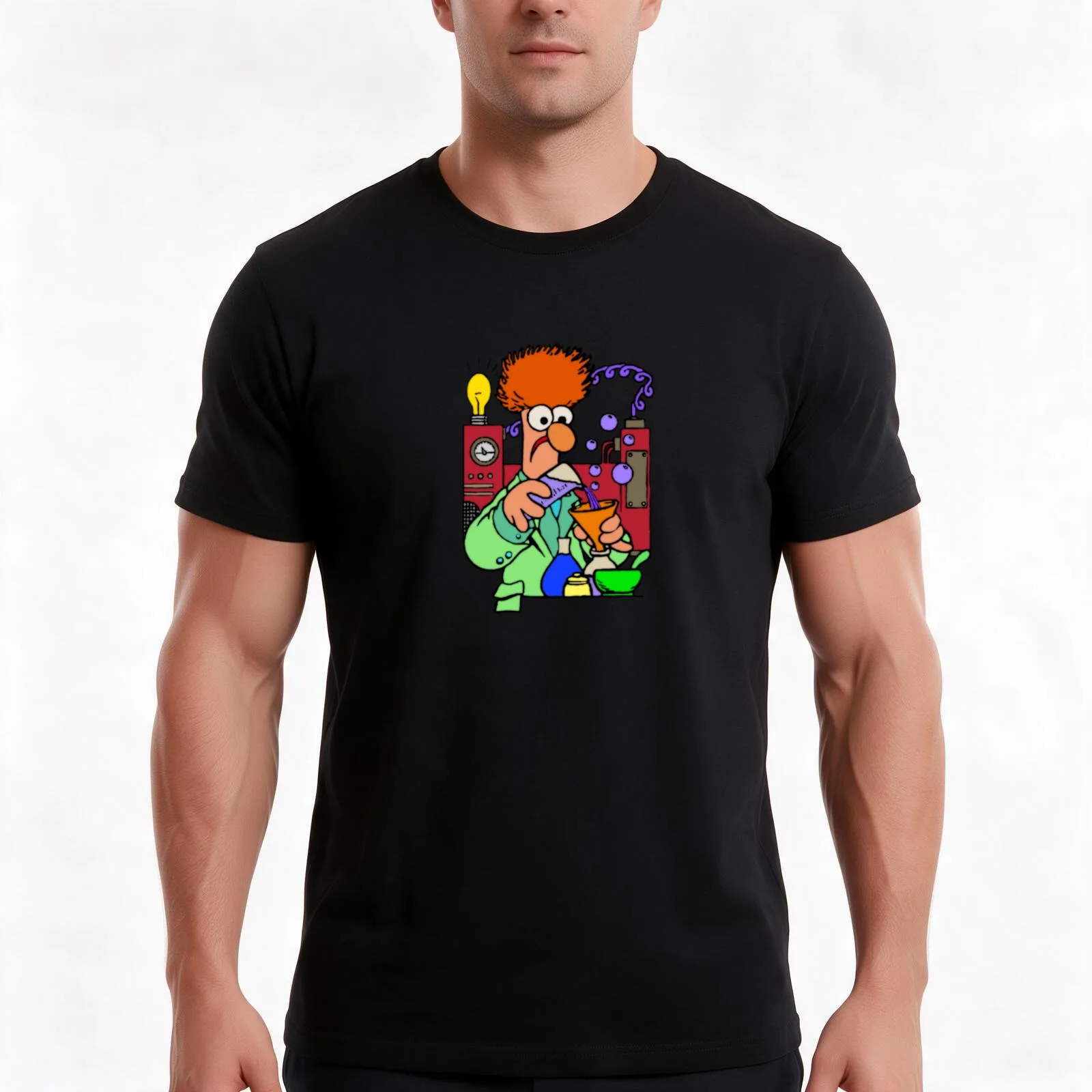 Beaker T-Shirt Summer Casual Cotton Tee Oversized Streetwear Tops Vintage Graphic Print Loose Fit Short Sleeve 100% Cotton