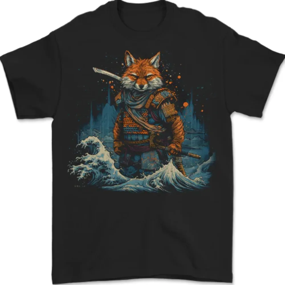 A Japanese Samurai Kitsune Bushido Ronin Mens T-Shirt 100% Cotton