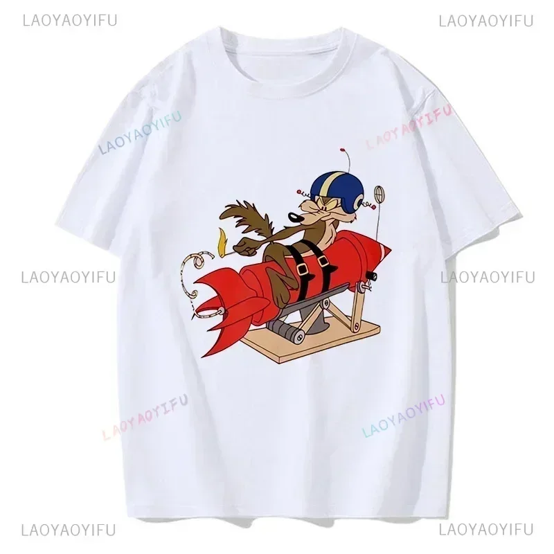 Engraçado wile e coiote camiseta das mulheres dos homens dos desenhos animados casual camiseta gráfico algodão topos streetwear y2k tshirt hip hop roupas góticas