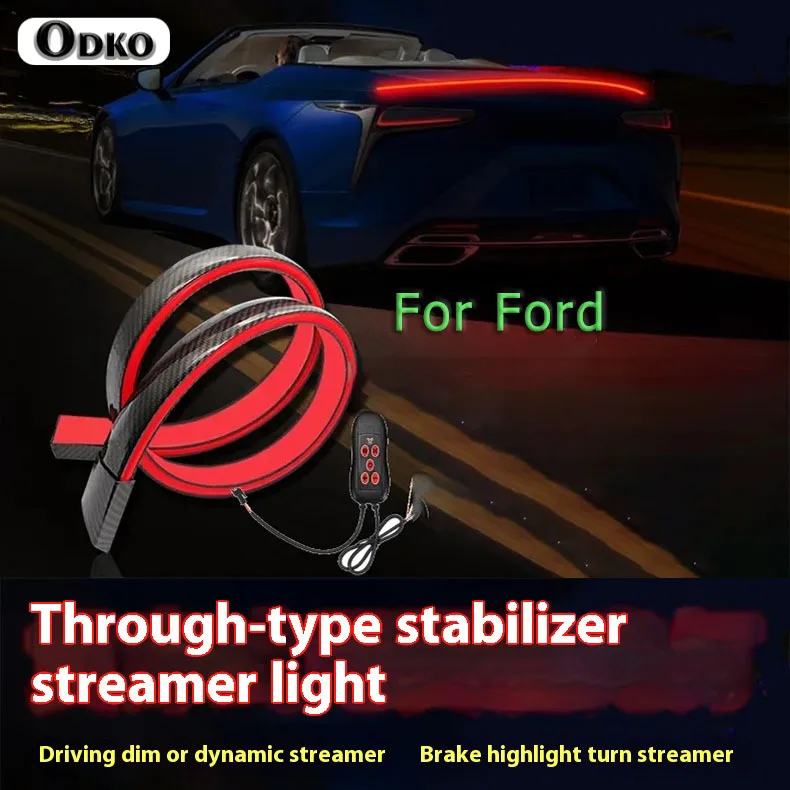 

Car High Position Brake Lights Rear Tail Warning Signal Lamps LED Carbon Fiber Spoiler Flow Lamp For Ford Escort Mondeo Taurus