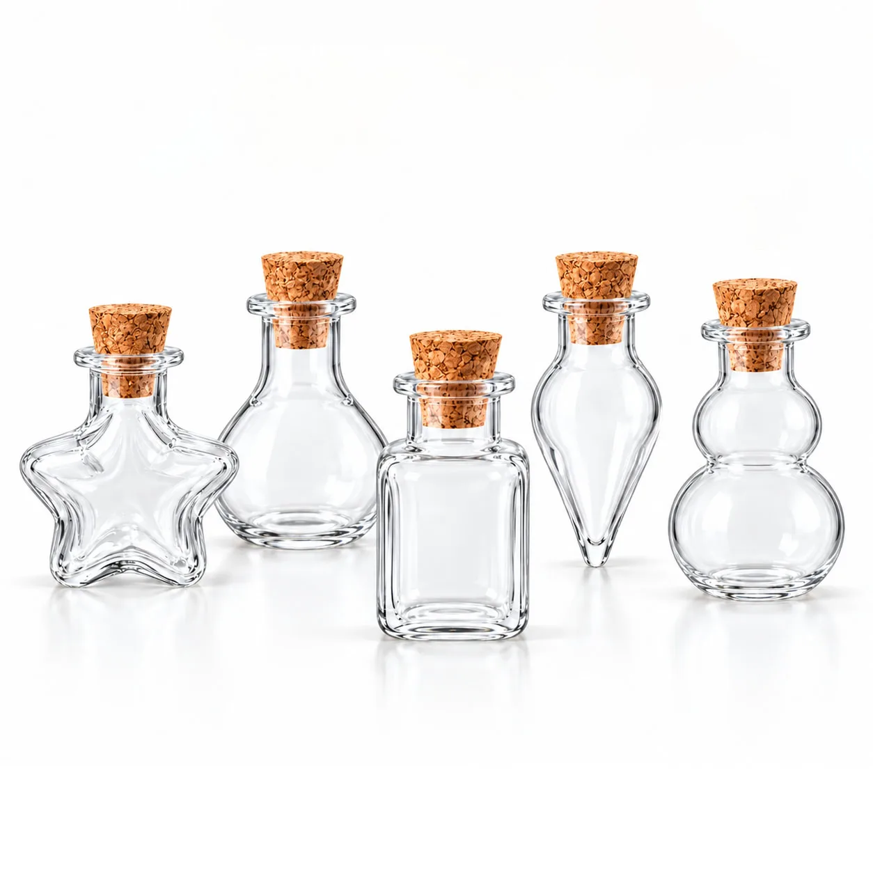 5pcs-10pcs Small Cute Mini Cork Stopper Plastic Bottles Vials Jars Containers Small Wishing Bottle Plastic With Cork Stopper