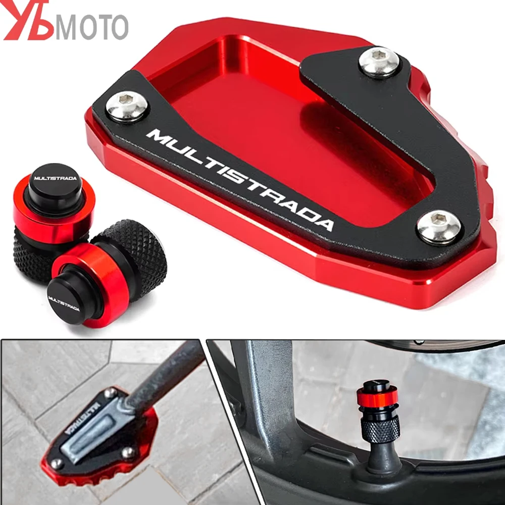 Voor DUCATI Multistrada 950 1100 1260 1200 S GT 1200 S V4 Accessoires Motorfiets Kickstand Side Stand Extension Pad Ventieldopjes