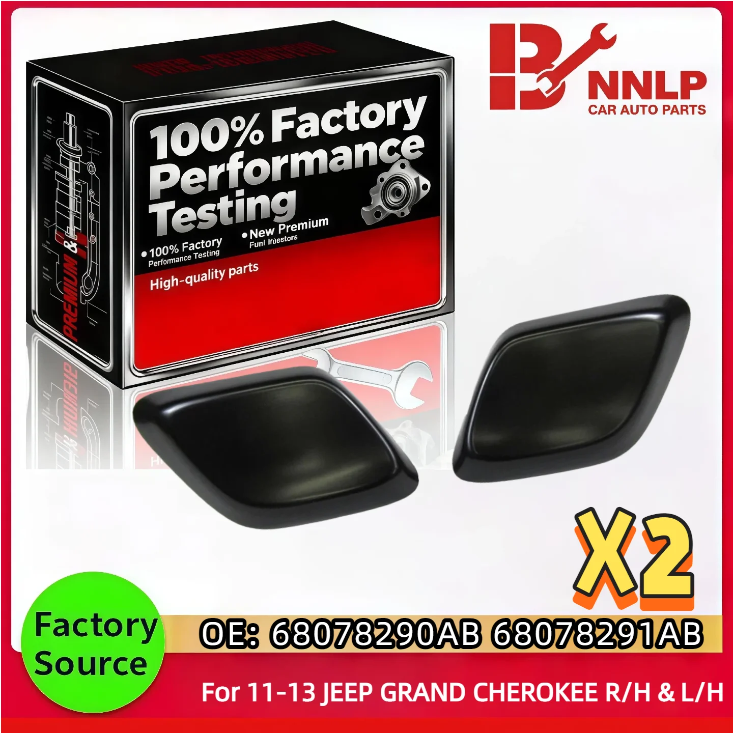 

11-13 JEEP GRAND CHEROKEE R/H & L/H SIDE HEADLIGHT LAMP WASHER COVER 68078291AB