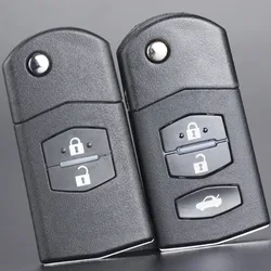 Coque de clé à distance rabattable avec lame non coupée, 2/3 boutons, style de voiture pour Mazda 3 5 6 M6 MX5 CX5 CX7 CX9 jas8, accessoires de voiture