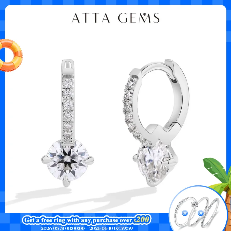 Attagems Full Moissanite Diamond Earring S925 Sterling Silver Gold Plated 4-Claws Eardrop For Women Wedding Jewelry High Quality