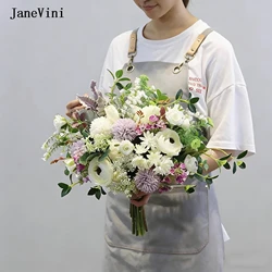 JaneVini Luxury Big Bridal Bouquets White Blue Artificial Flowers Fake Silk Roses Bride Bridesmaids Bouquet Wedding Accessories