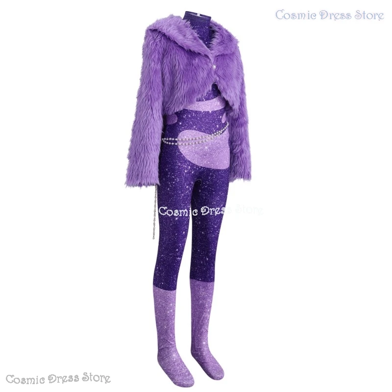 Kostium Cosplay Gazela z filmu Zoo Cartoon dla dorosłych i dzieci, fioletowy płaszcz, strój sceniczny dla piosenkarki, błyszczący strój Shakiraas Cosmic Dress Store, rok 2025