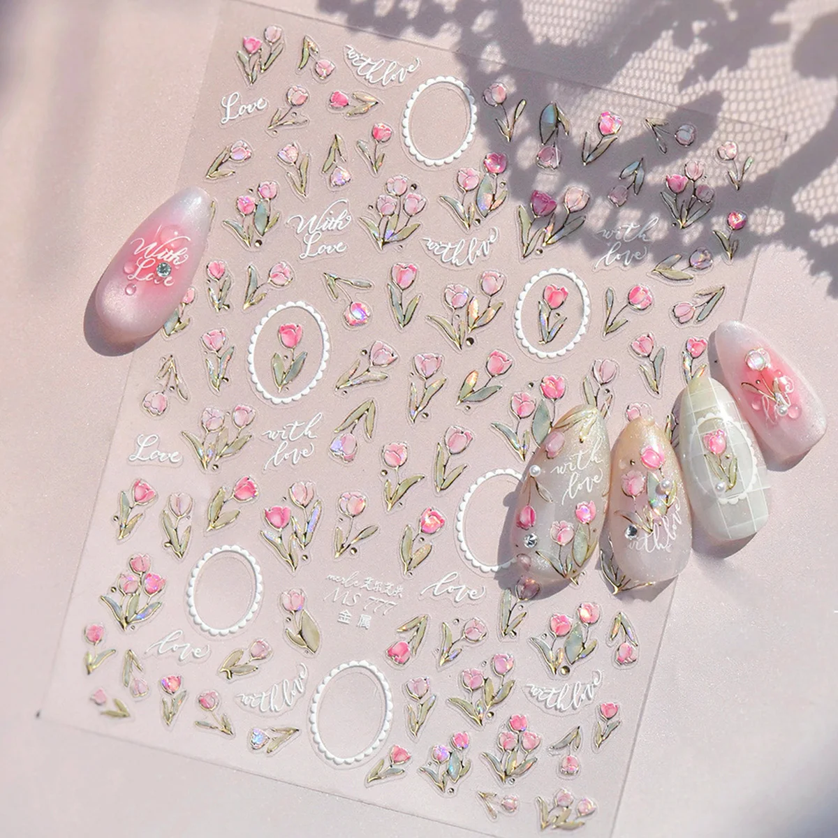 

TSZS Spring Flower tulip Cherry blossoms Nail Art Stickers Self-adhesive INS 5D Pink White Flower Nail Decals