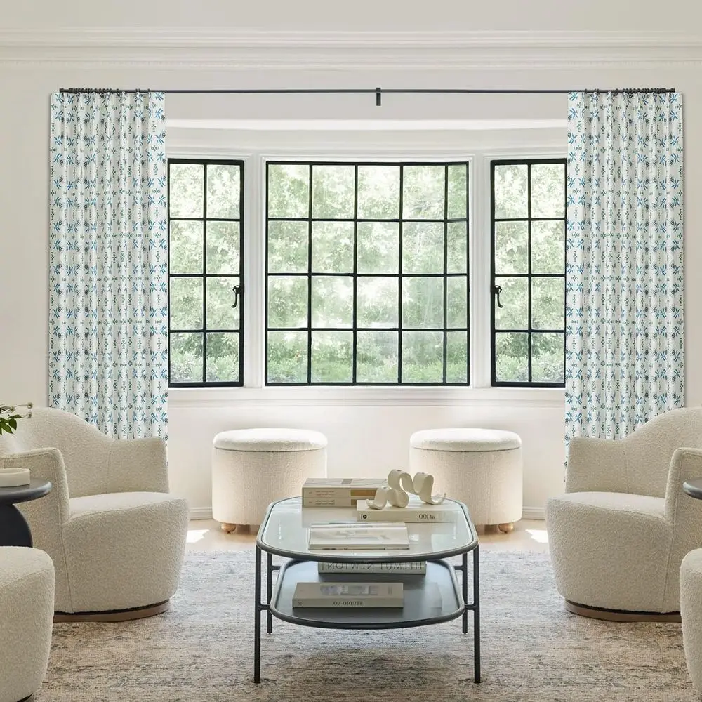 ستائر كتان أنيقة بطيات، 95 طويلة، لمساحات المعيشة مع خطافات، لوحين، 40 واسعة