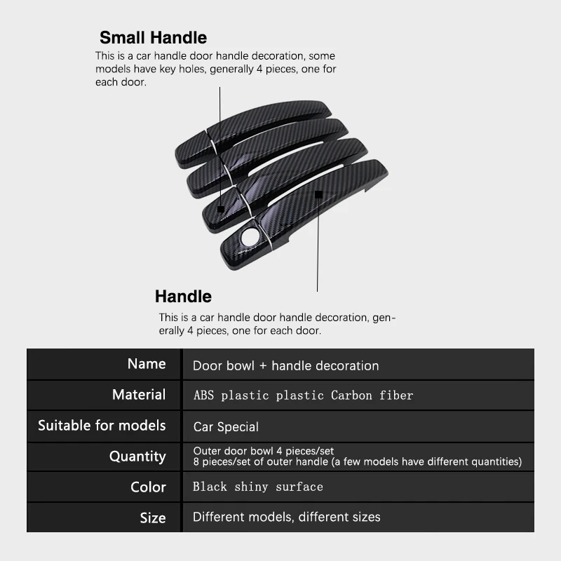 Carbon Fiber Door Handle Cover Fit for Chevrolet Sail 3 Aveo 2015 2016 2017 2018 2019 2020 Car Exterior Accessories Sticker Trim