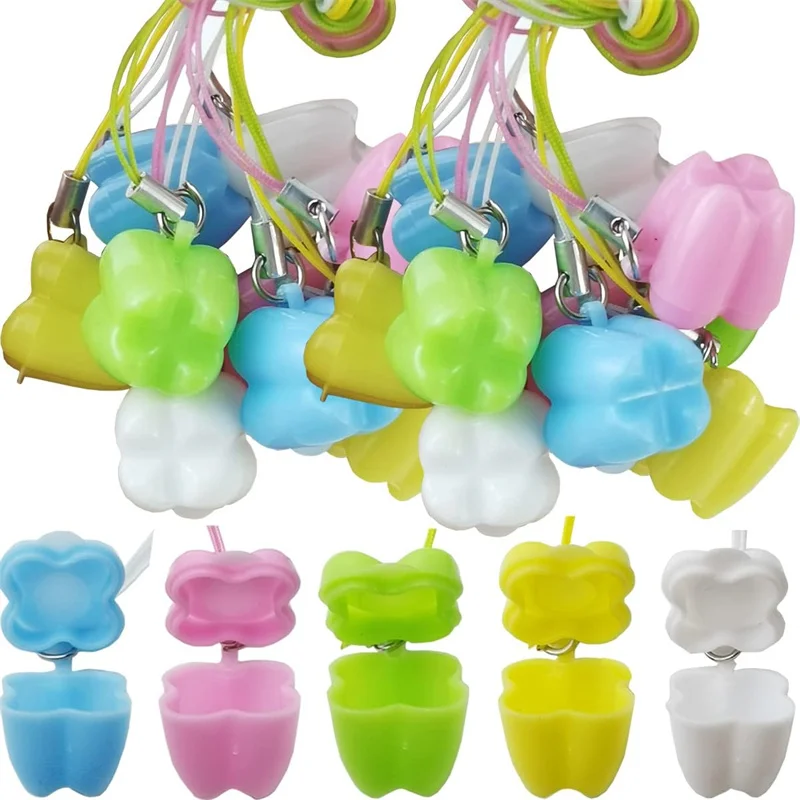 10pcs/Pack Baby Tooth Box Organizer Baby Milk Tooth Fairy Box Tooth Storage Box with Necklace Souvenirs Gift Tooth Storage Box