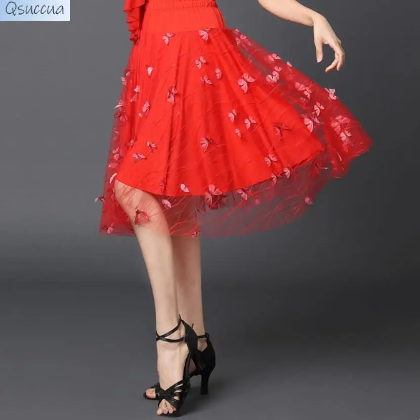 Latin Dance Rok Nieuwe Driestaps Dansrok Square Dance Oefen Grote Swing Performance Rok