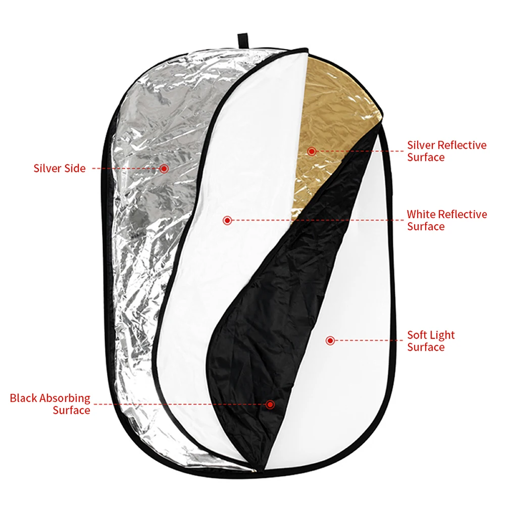 60/80/110CM 5 in 1 Portable Collapsible Light Oval Photography Reflector for Studio Multi Photo Outdoor studio reflector