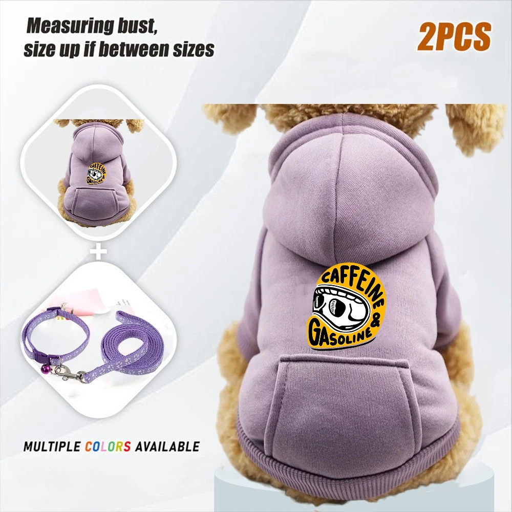 2 Stück brauner Hunde-Hoodie – schielendes Welpen-Cartoon-Design – weiche Fleece-Haustierbekleidung für kleine Rassen – bequem und stilvoll