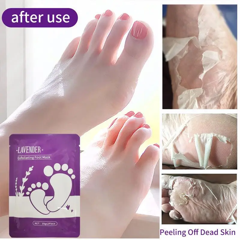 Mascarilla exfoliante para pies, exfoliante para pelar callos, piel muerta, tacto suave, eliminador de callos para hombres y mujeres, (lavanda) J5K2