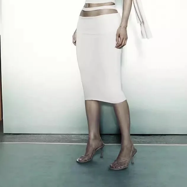 

IAMUBABA Новая женская юбка KHY с вырезами на талии, эластичная, средней длины, облегающая, с высокой талией, однотонная, повседневная