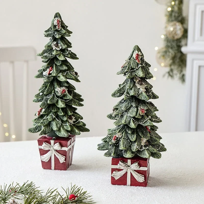 

Christmas Decorations Resin Christmas Tree Desktop Ornaments Christmas Gifts Small Scene Layout Props Living Room Decoration