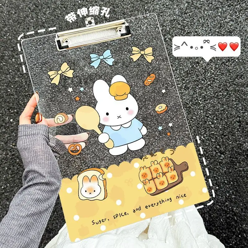 Anime Miffy Acrylic A4 Board Clamp File Splint A5 A6 Student Write Backing Plate Information Storage Lovely Kawaii Sweet Cartoon view 2