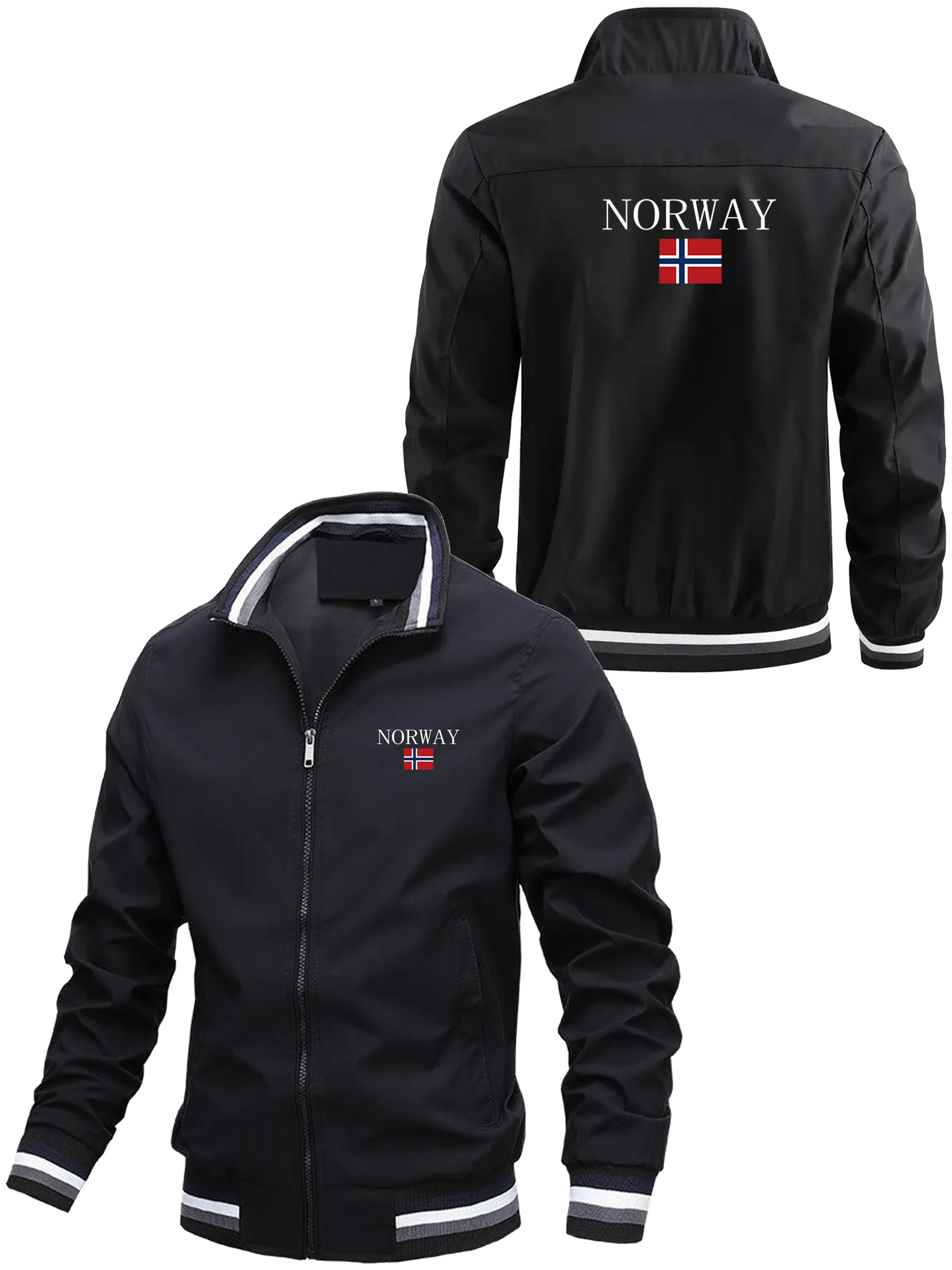 

Men's casual and fashionable printed jacket, loose and suitable for zipper, spring and autumn outdoor windproof sportswear