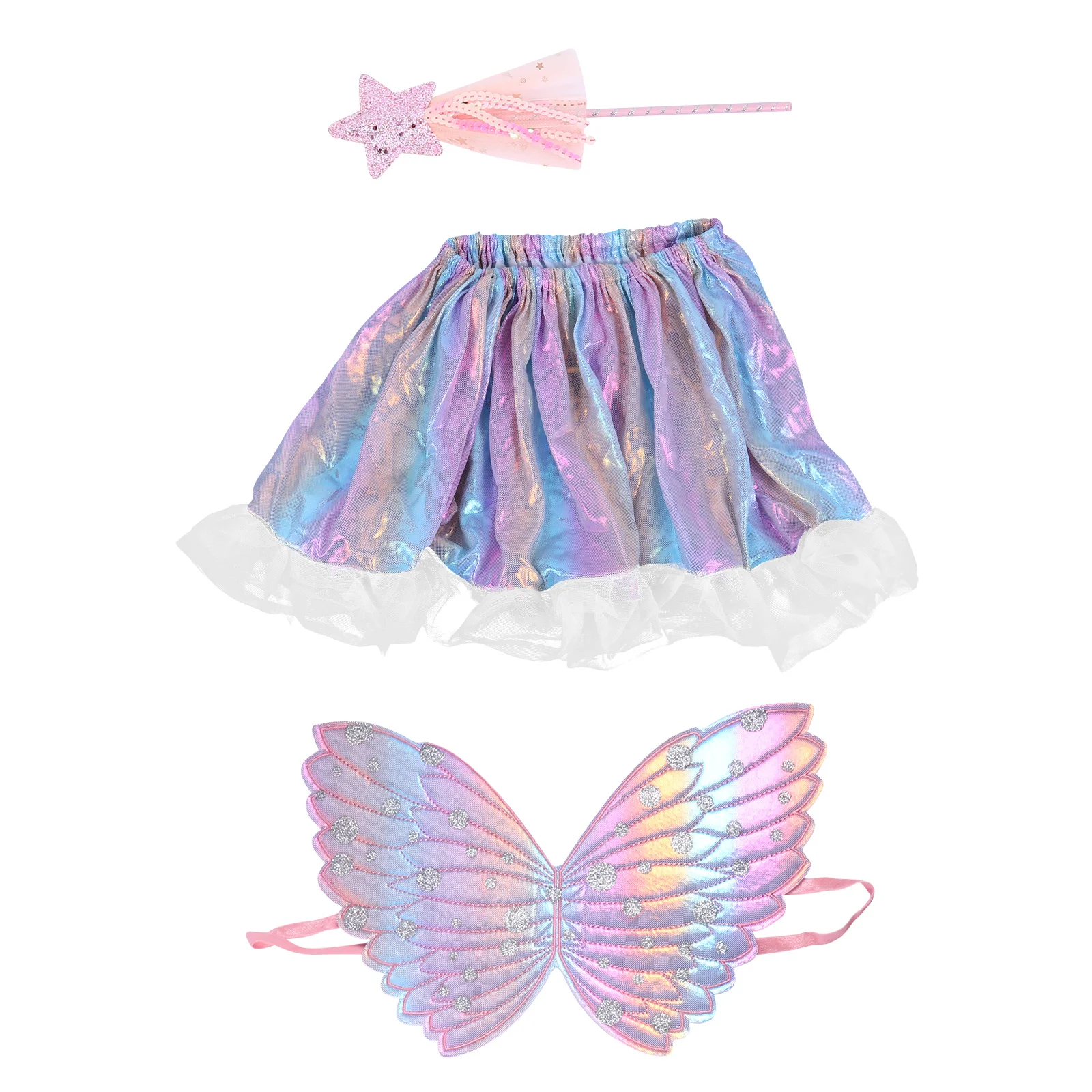 1Set Fairy Stick Set Kids Wings Skirt Costume Accessories Party Fancy Dress Kids Wings Set Costume Wing Party Decorative Wing