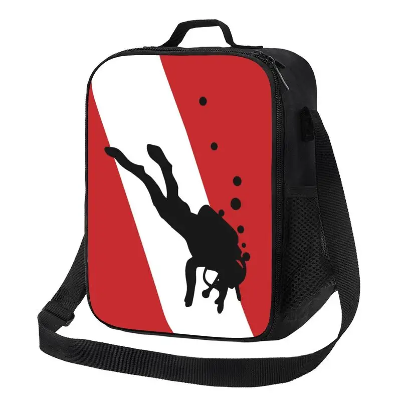 Scuba Diver Flag Insulated Lunch Bag Dive Diving Thermal Cooler Food Lunch Box Resuable Bento Tote for Work School Picnic