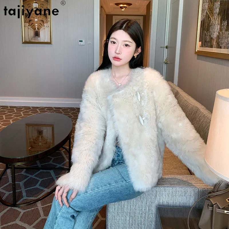 

Tajiyane Real Fur Coat Imported Tuscany Sheep Leather Jacket Women 2023 Winter Fashion Short Natural Fur Jacket Casaco Feminino